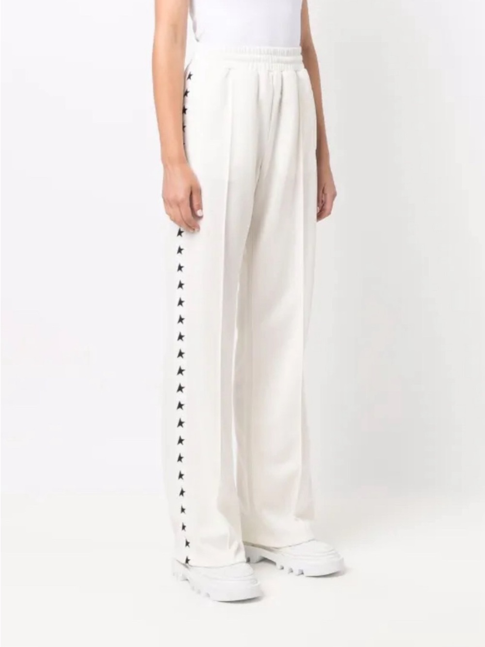 Golden Goose Women’s white joggers with stars on the sides size xs